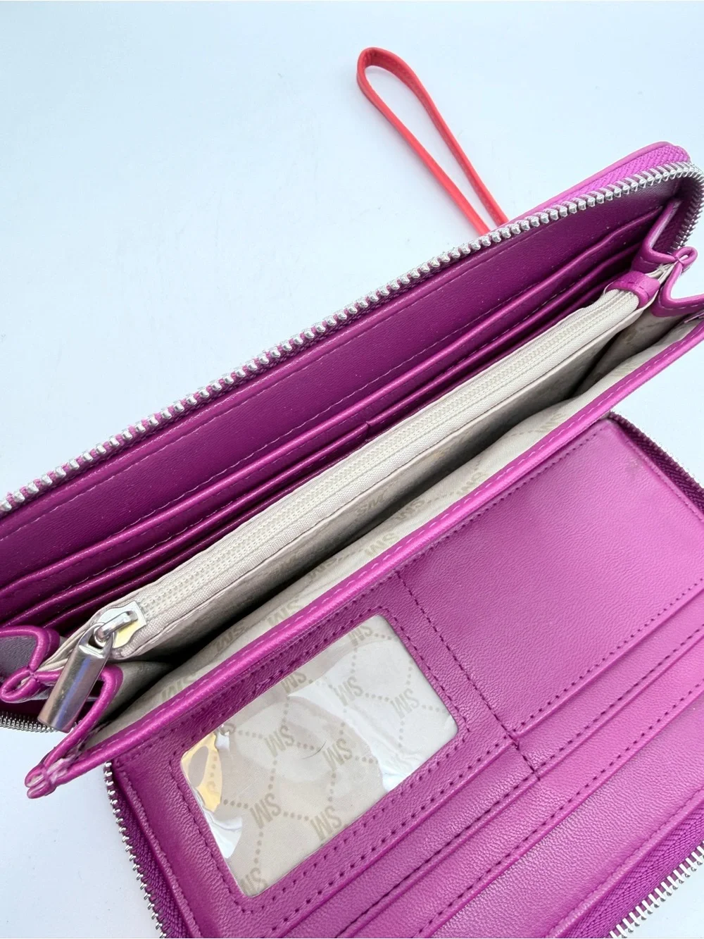 Steve Madden Pink and Coral Zip-Around Wristlet Wallet
